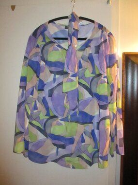 TSC MR MAX MULTI BLOUSE WITH SCARF  SIZE LARGE NEW